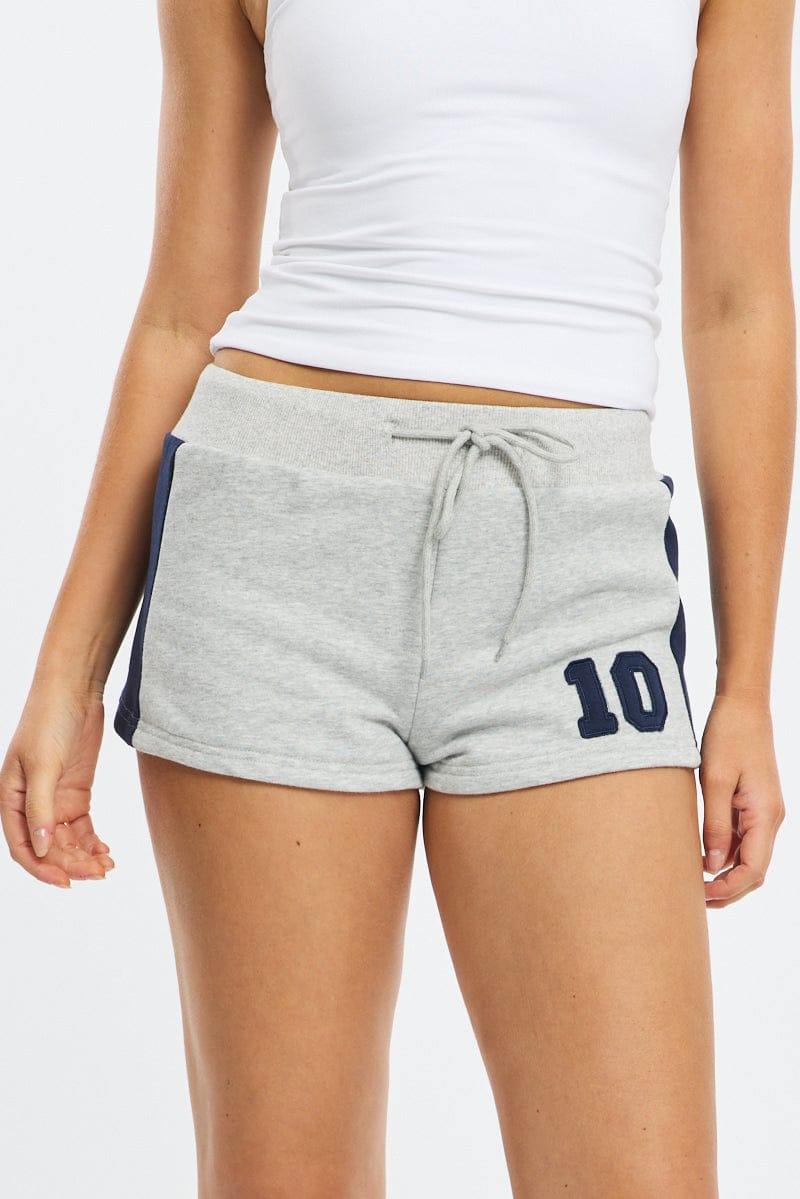 Grey Track Shorts Colour Block for Ally Fashion