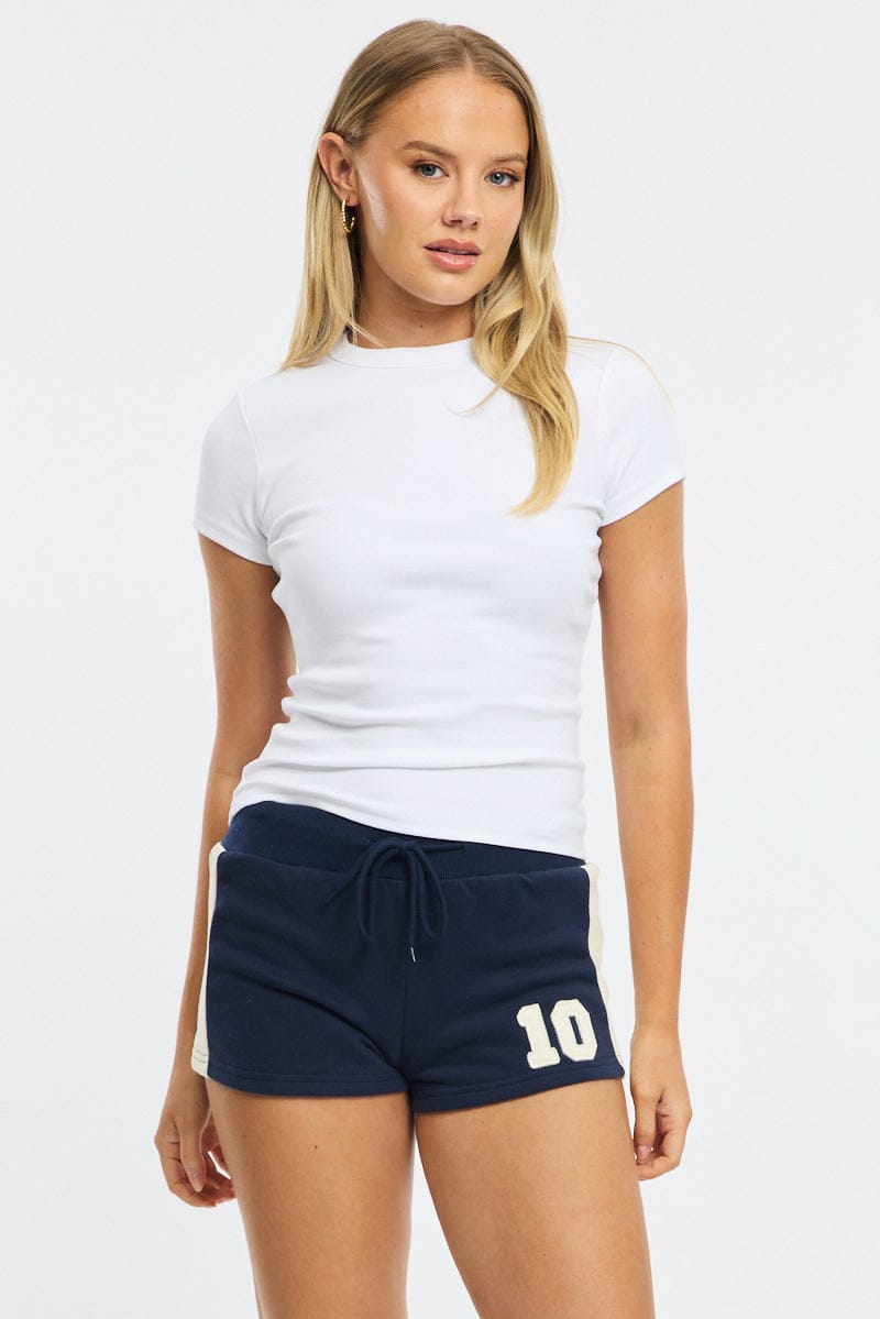 Blue Track Shorts Colour Block for Ally Fashion