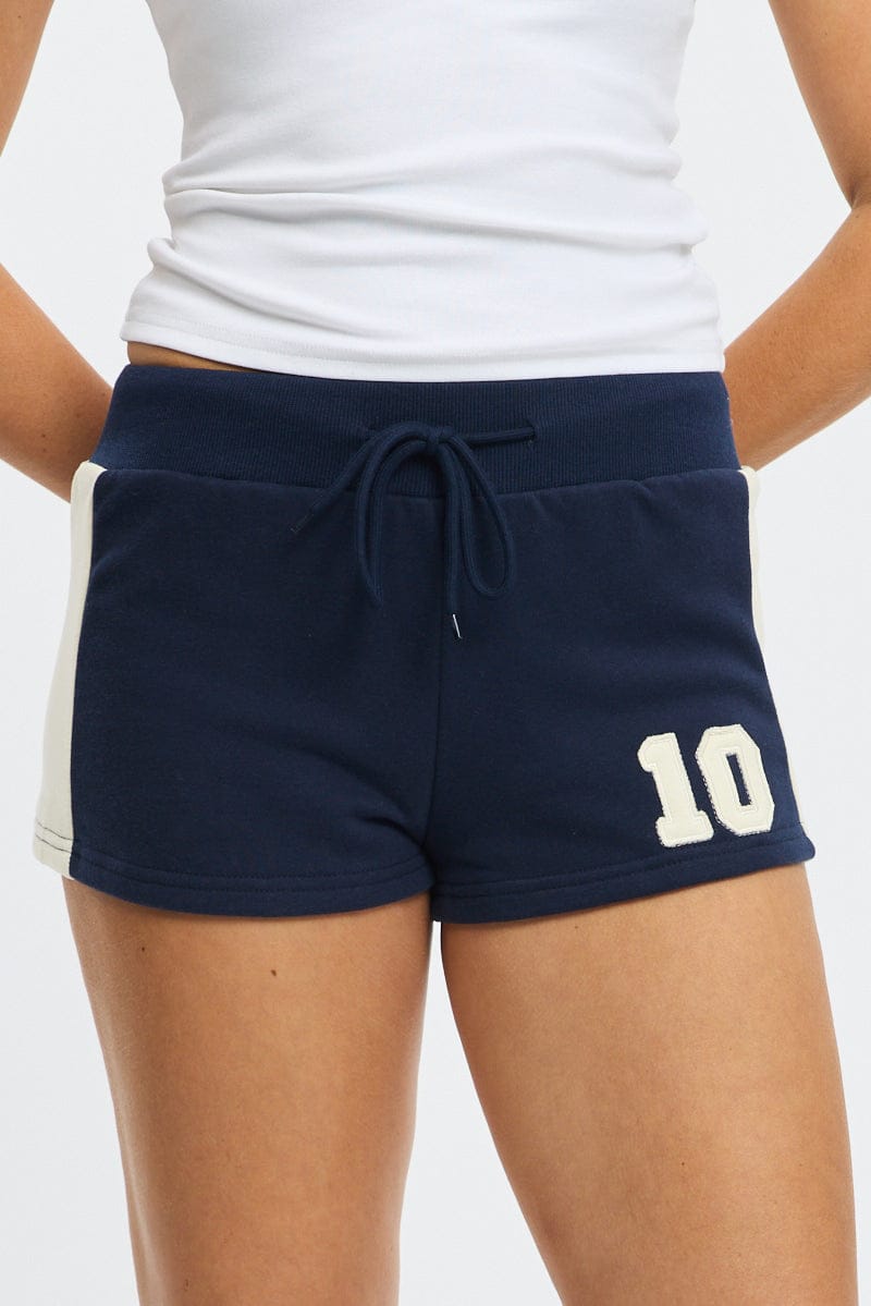 Blue Track Shorts Colour Block for Ally Fashion