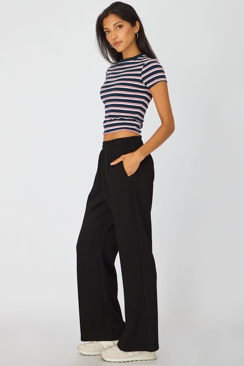 Black Track Pants Wide Leg for Ally Fashion