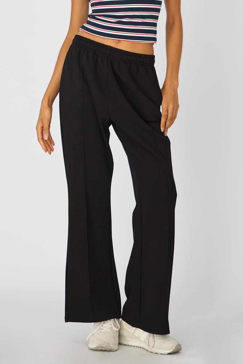 Black Track Pants Wide Leg for Ally Fashion