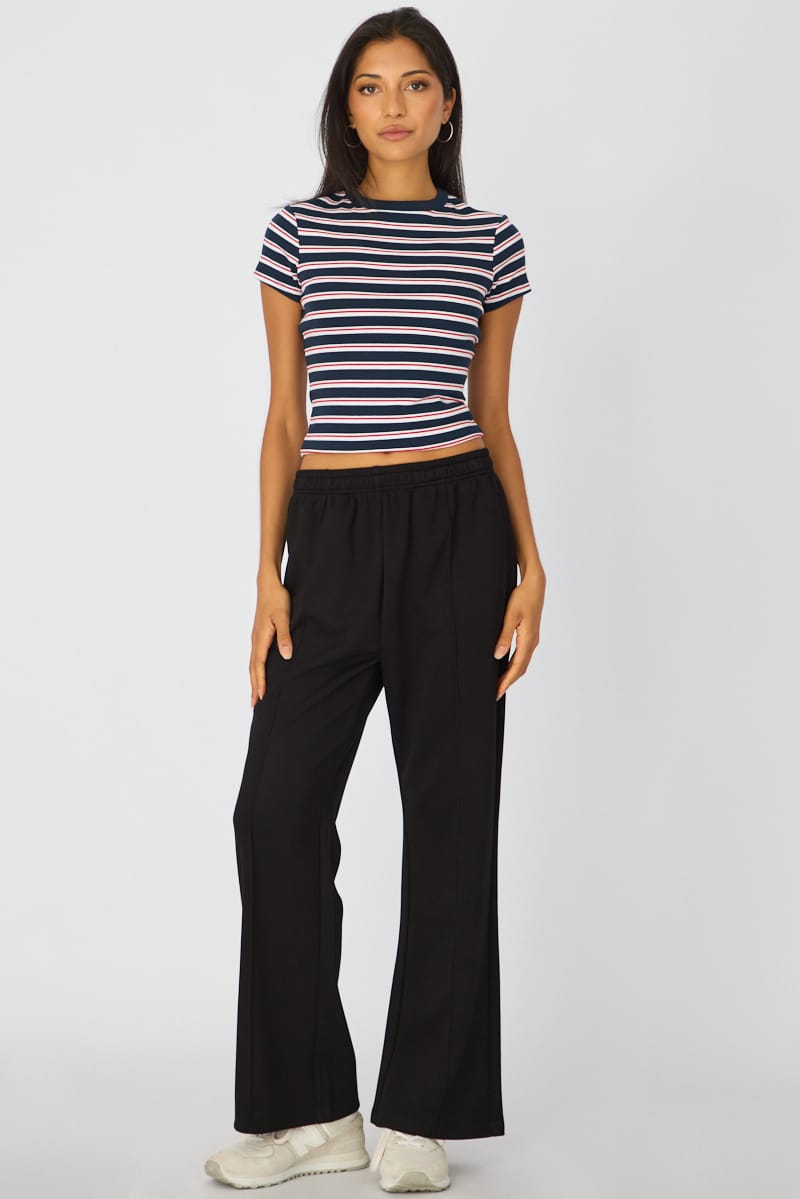 Black Track Pants Wide Leg for Ally Fashion