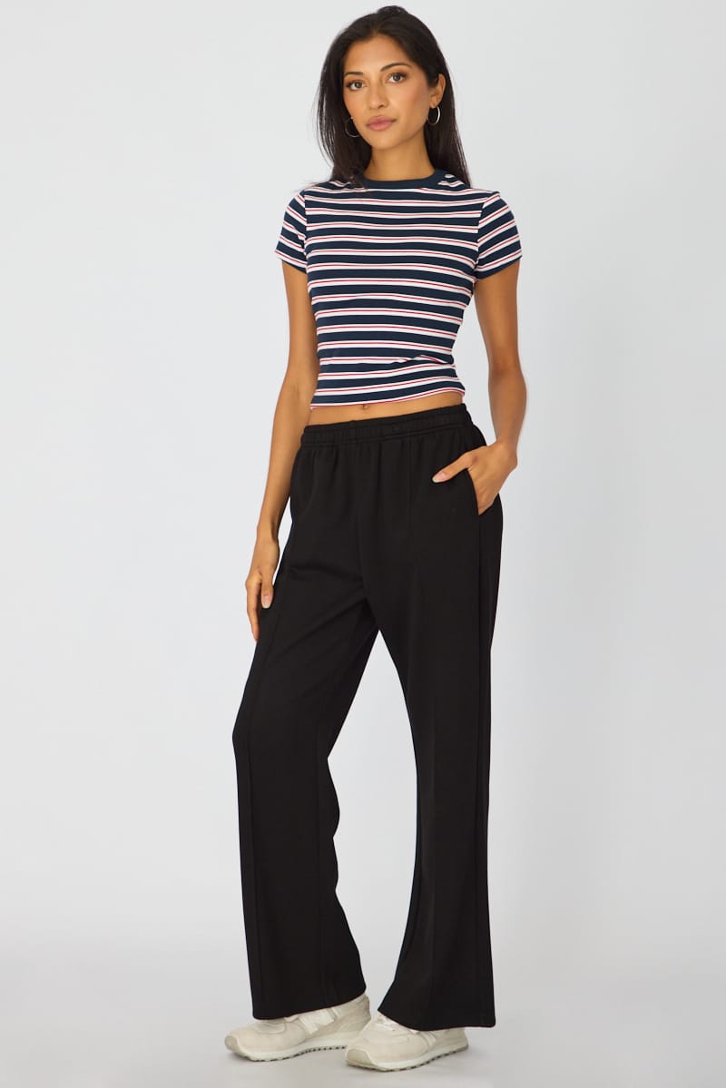 Black Track Pants Wide Leg for Ally Fashion