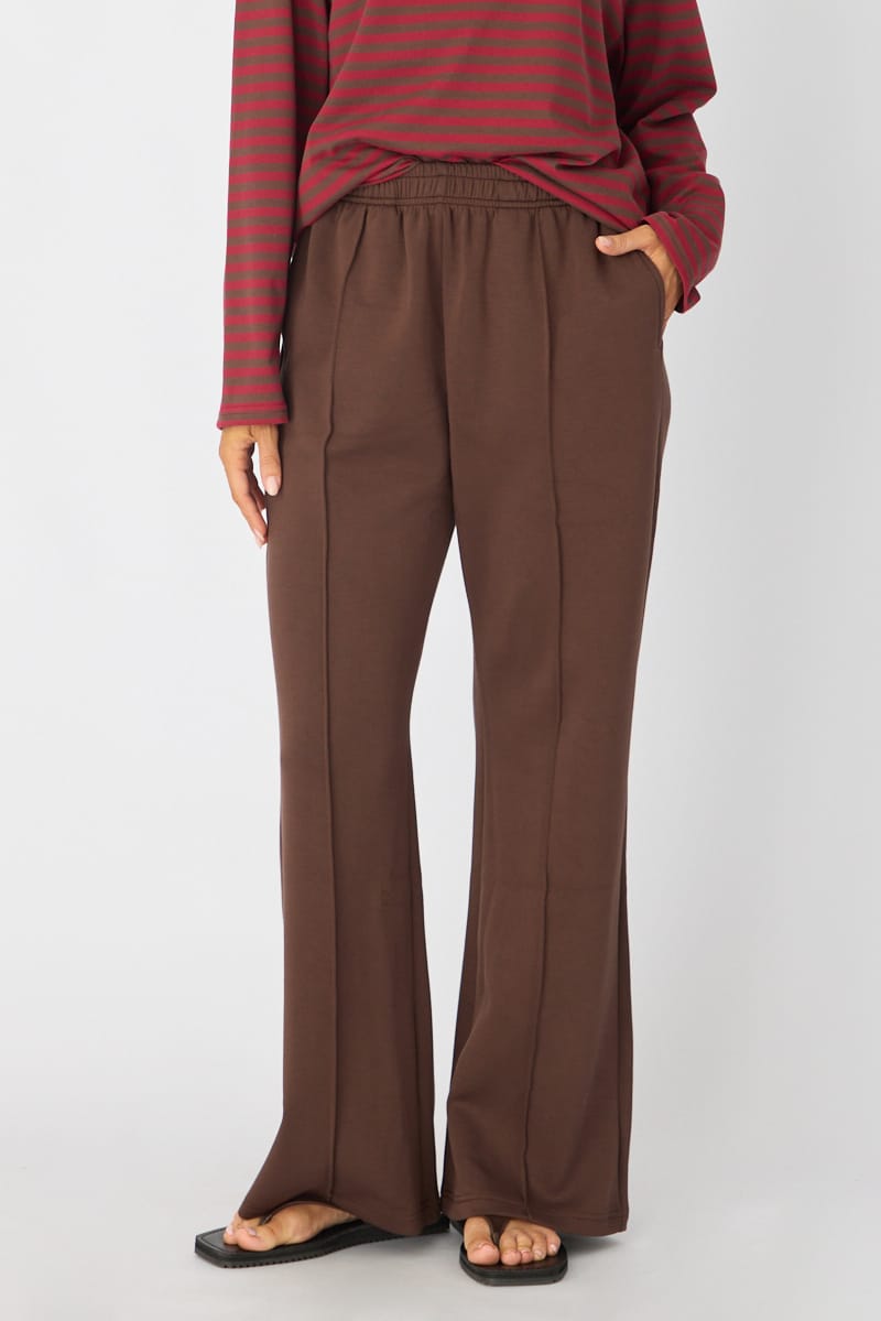 Brown Track Pants Wide Leg for Ally Fashion