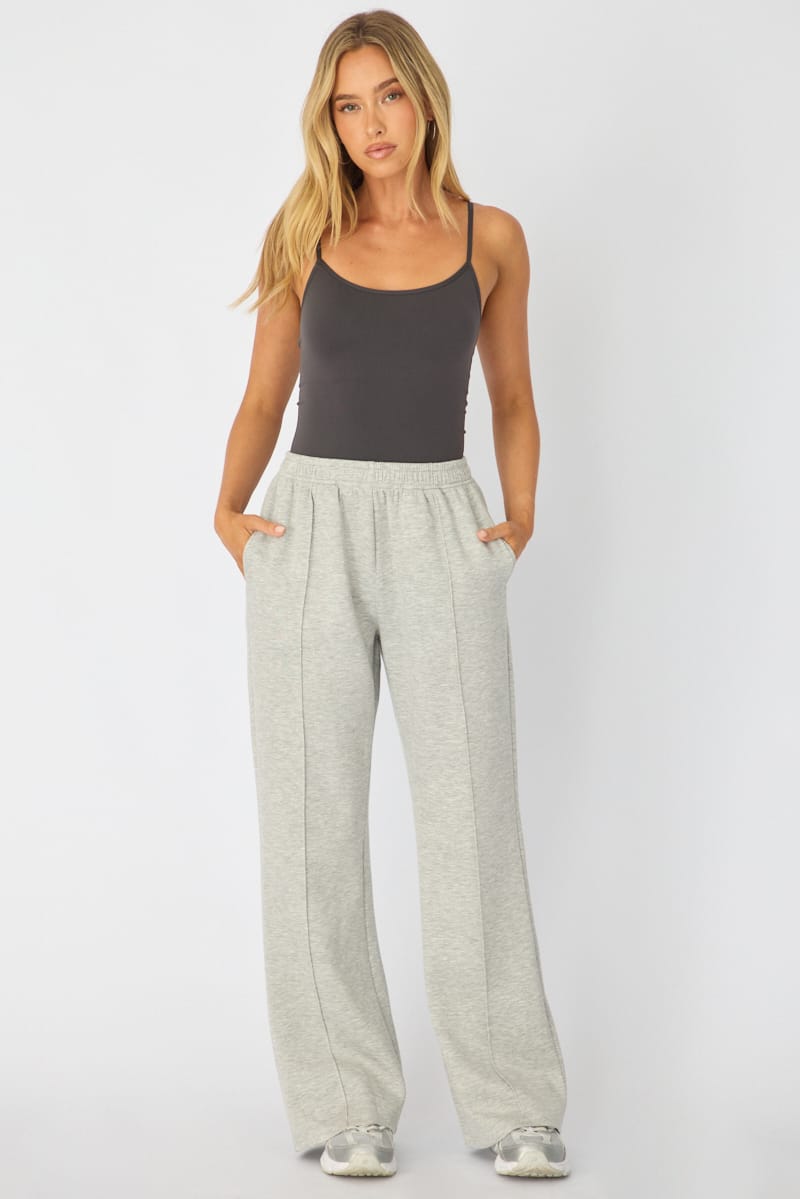 Grey Track Pants Wide Leg for Ally Fashion