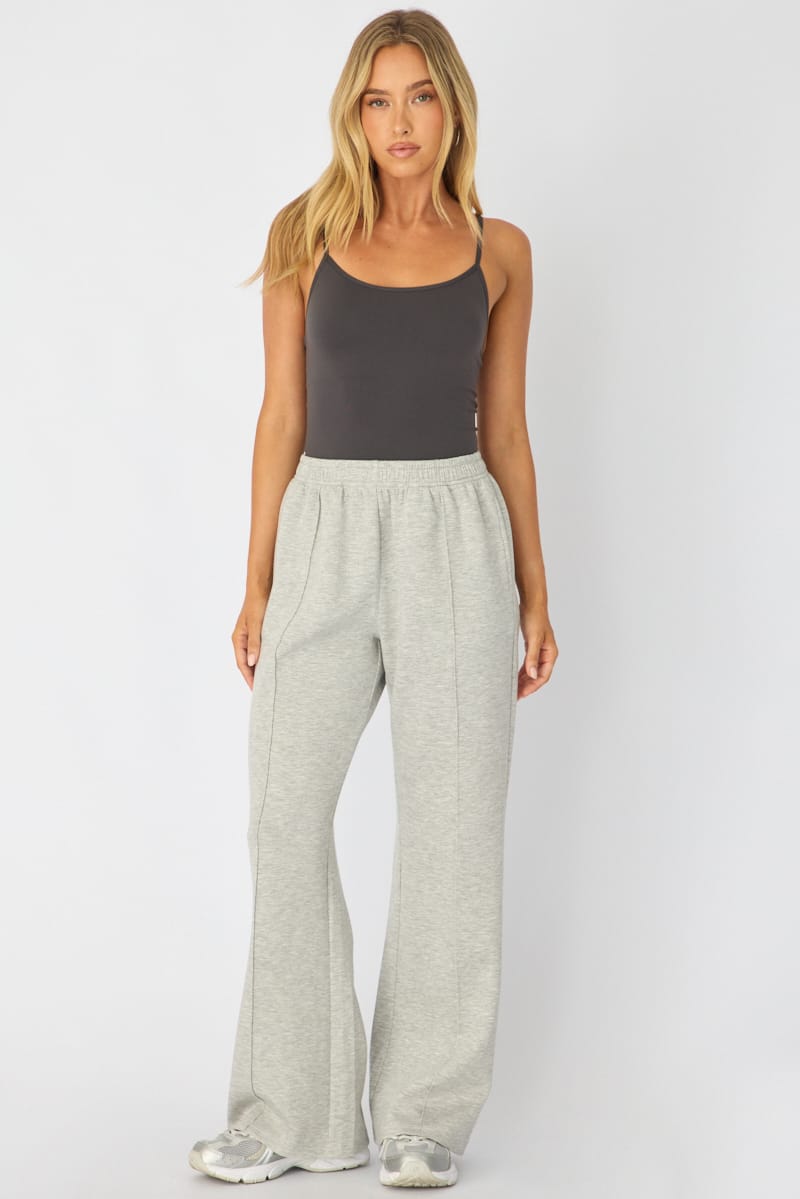 Grey Track Pants Wide Leg for Ally Fashion