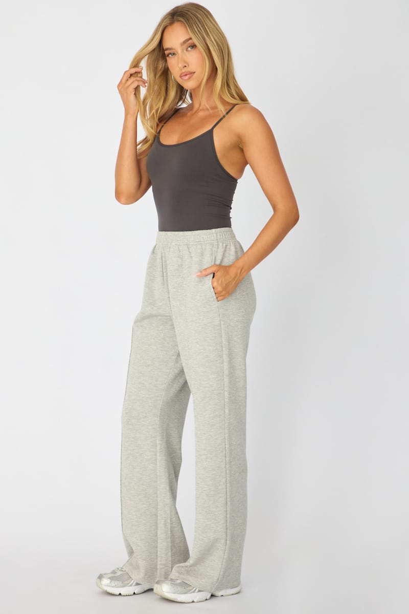 Grey Track Pants Wide Leg for Ally Fashion