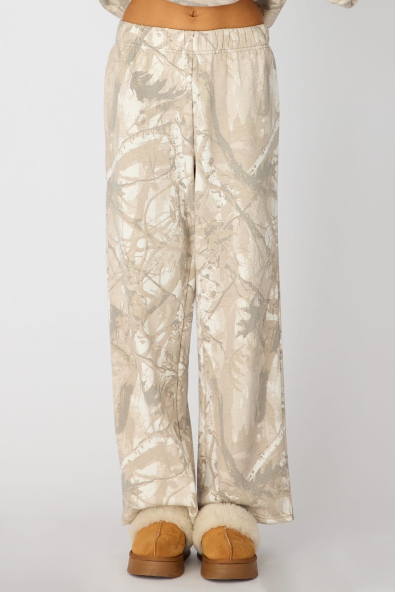 Green Print Track Pants Wide Leg for Ally Fashion