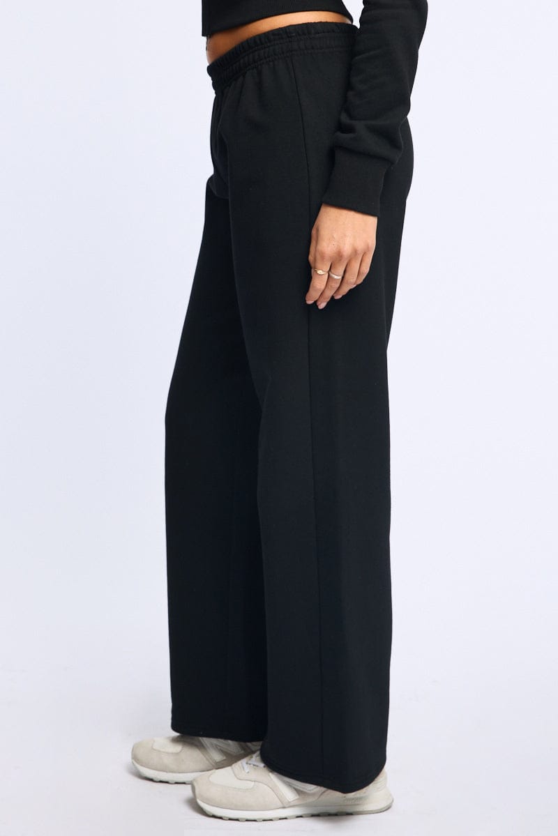Black Track Pants Wide Leg for Ally Fashion