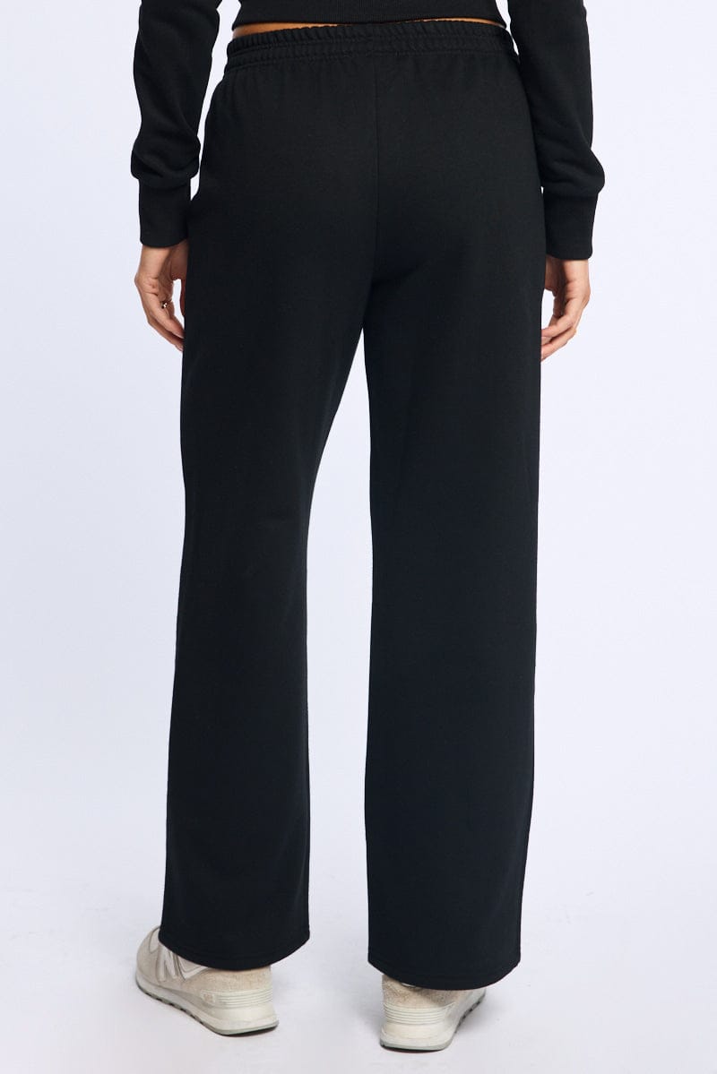 Black Track Pants Wide Leg for Ally Fashion
