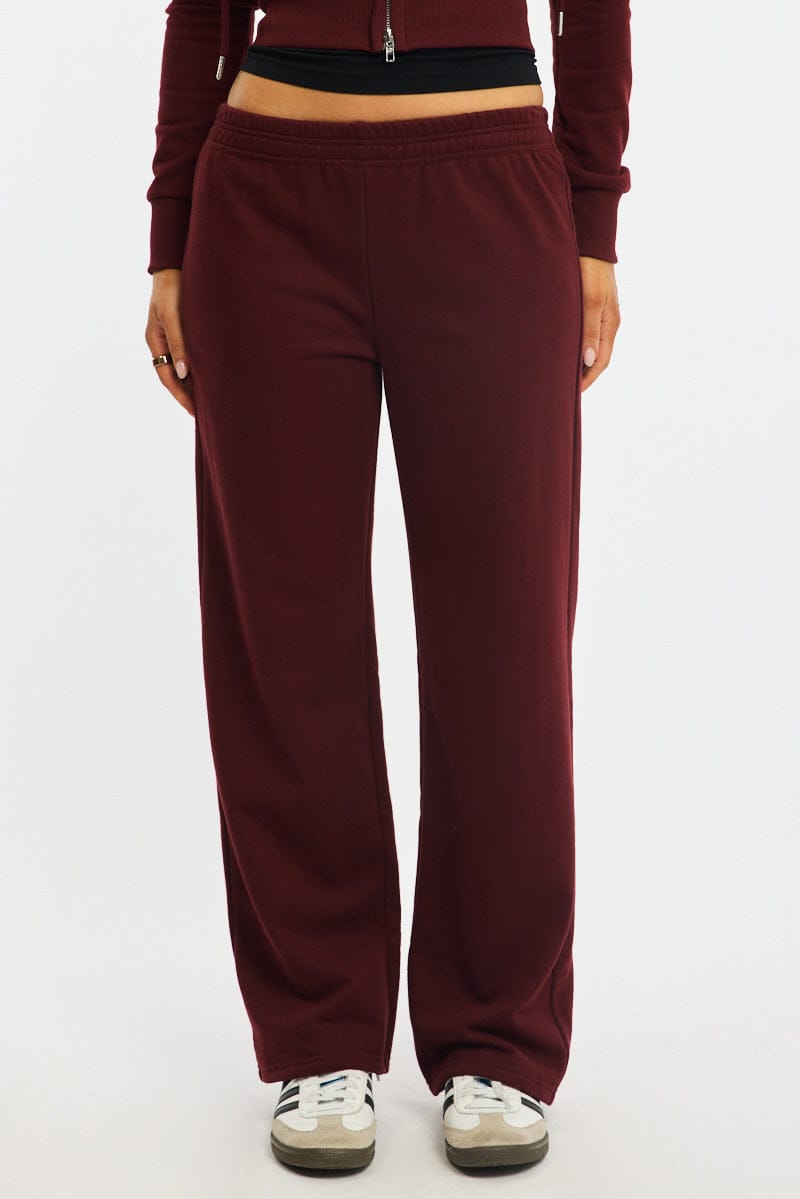 Red Track Pants Wide Leg for Ally Fashion
