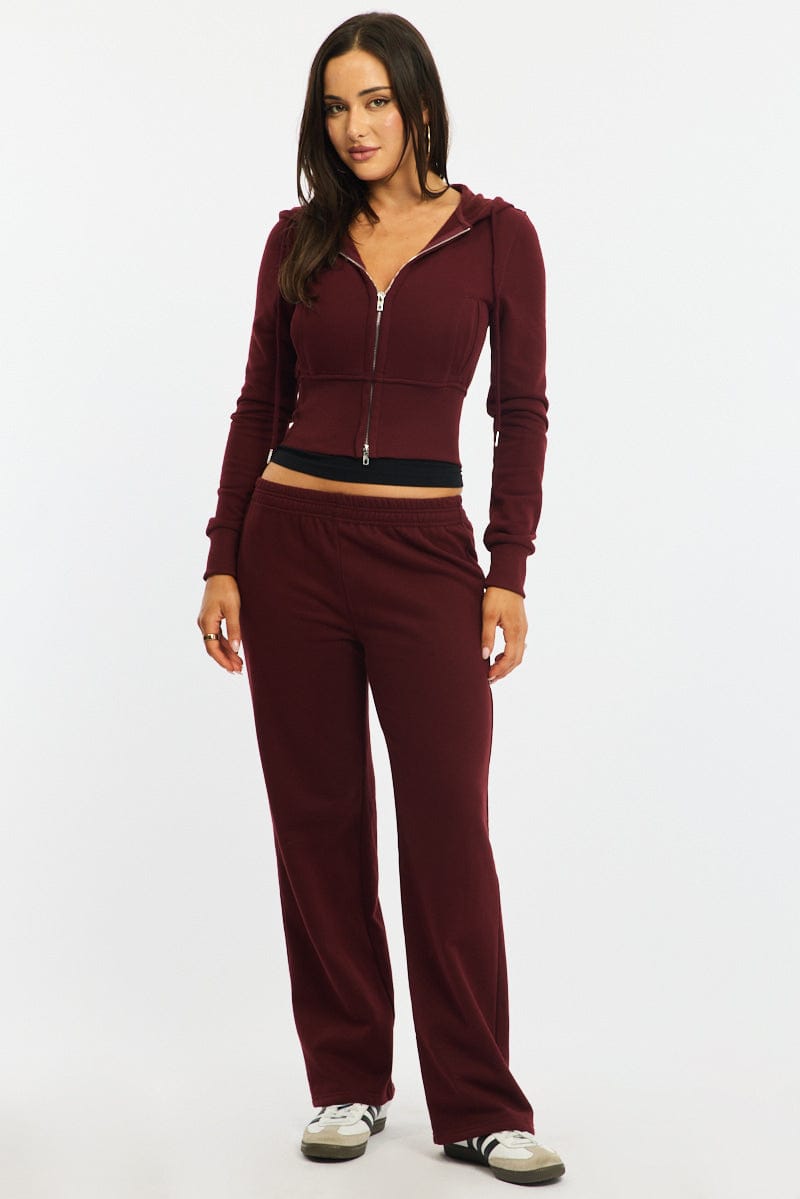 Red Track Pants Wide Leg for Ally Fashion