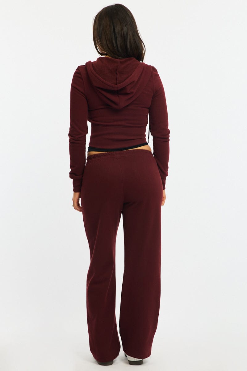 Red Track Pants Wide Leg for Ally Fashion