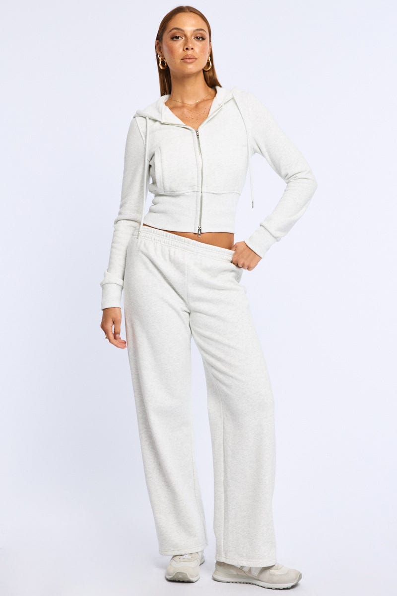 Grey Track Pants Wide Leg for Ally Fashion