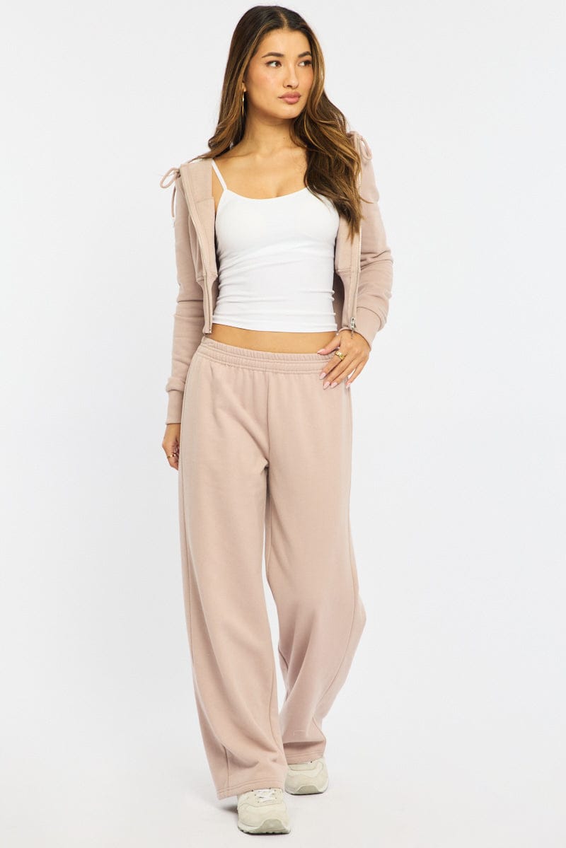 Brown Track Pants Wide Leg for Ally Fashion