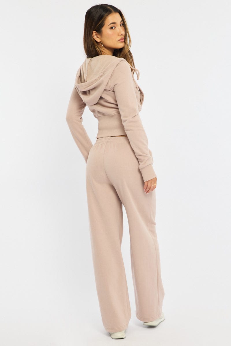 Brown Track Pants Wide Leg for Ally Fashion