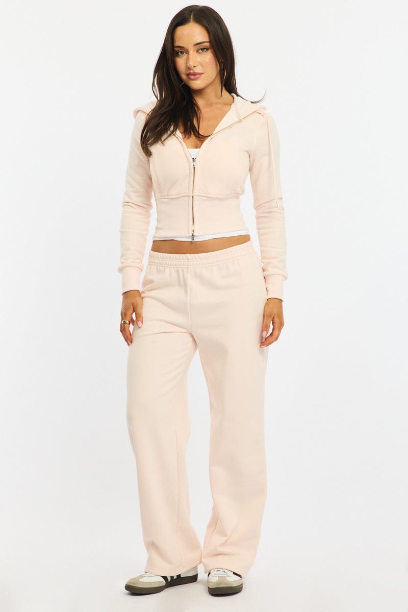 Pink Track Pants Wide Leg for Ally Fashion