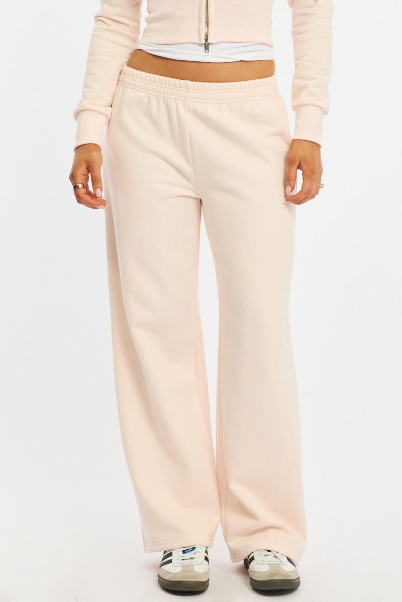 Pink Track Pants Wide Leg for Ally Fashion