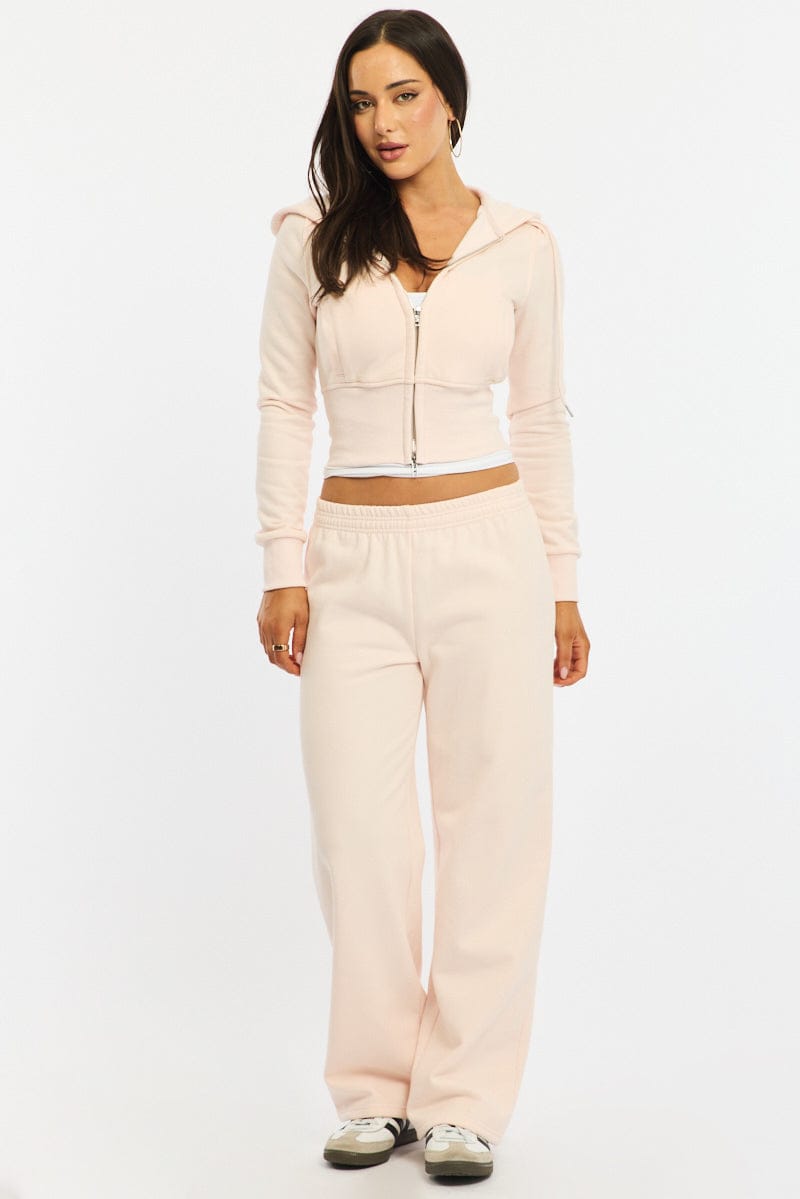 Pink Track Pants Wide Leg for Ally Fashion