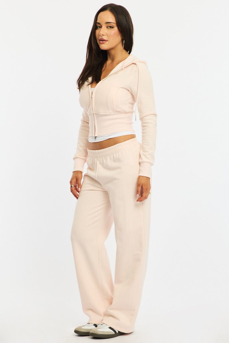 Pink Track Pants Wide Leg for Ally Fashion