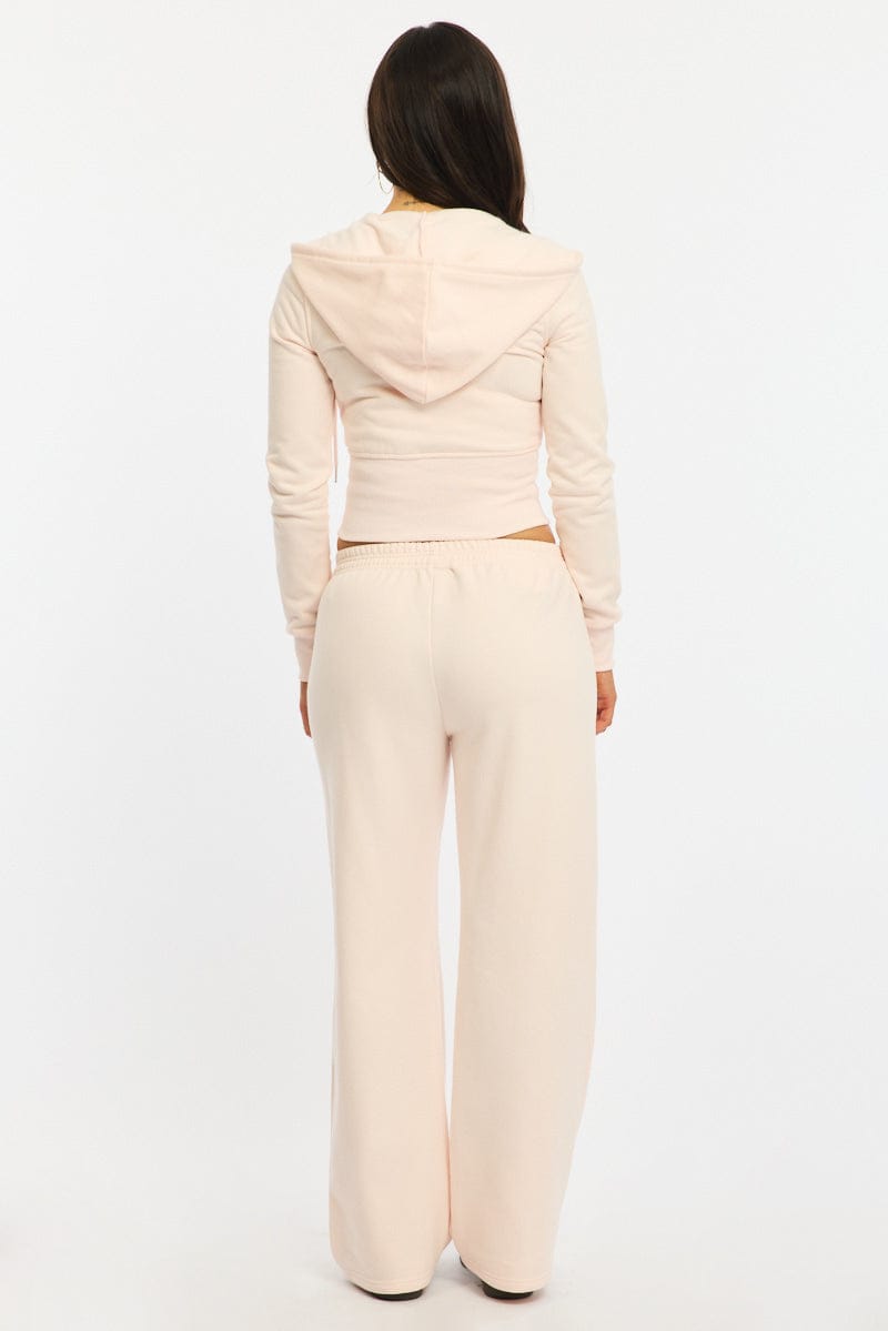 Pink Track Pants Wide Leg for Ally Fashion