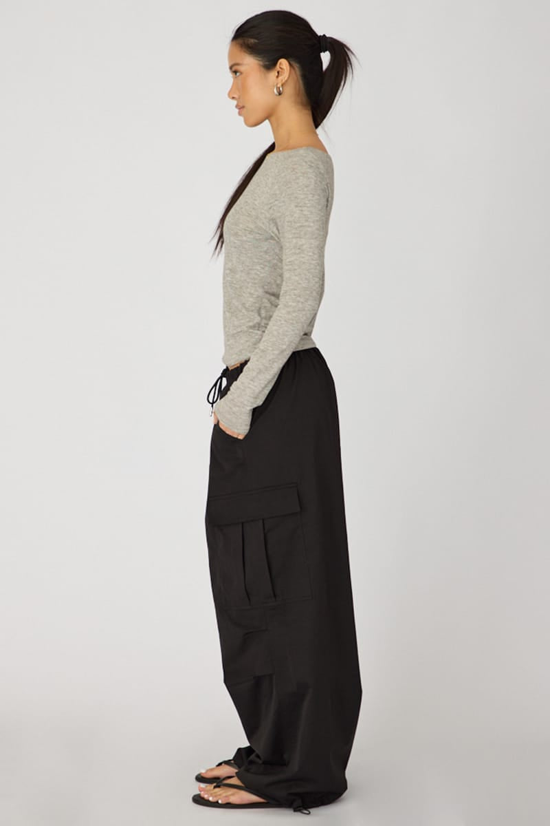 Black Cargo Pants Elasticated Waist for Ally Fashion