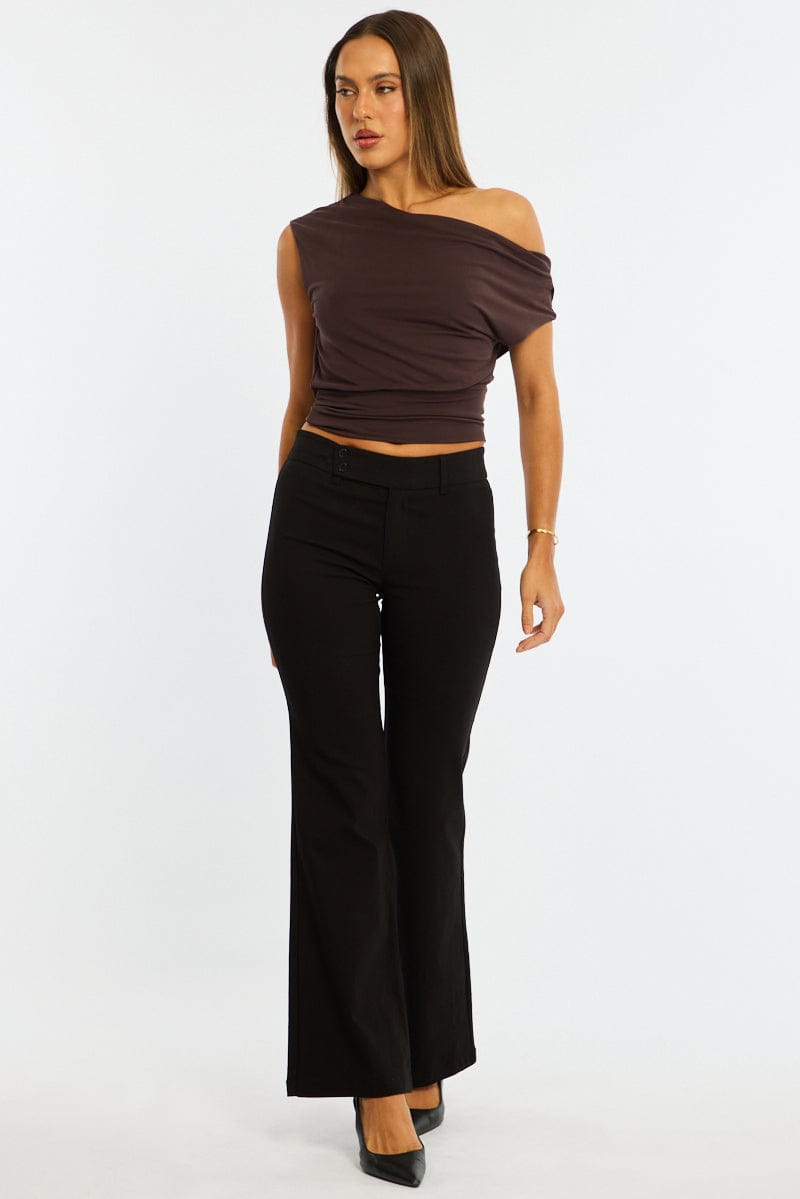 Black Work Wear Pants Mid Rise for Ally Fashion