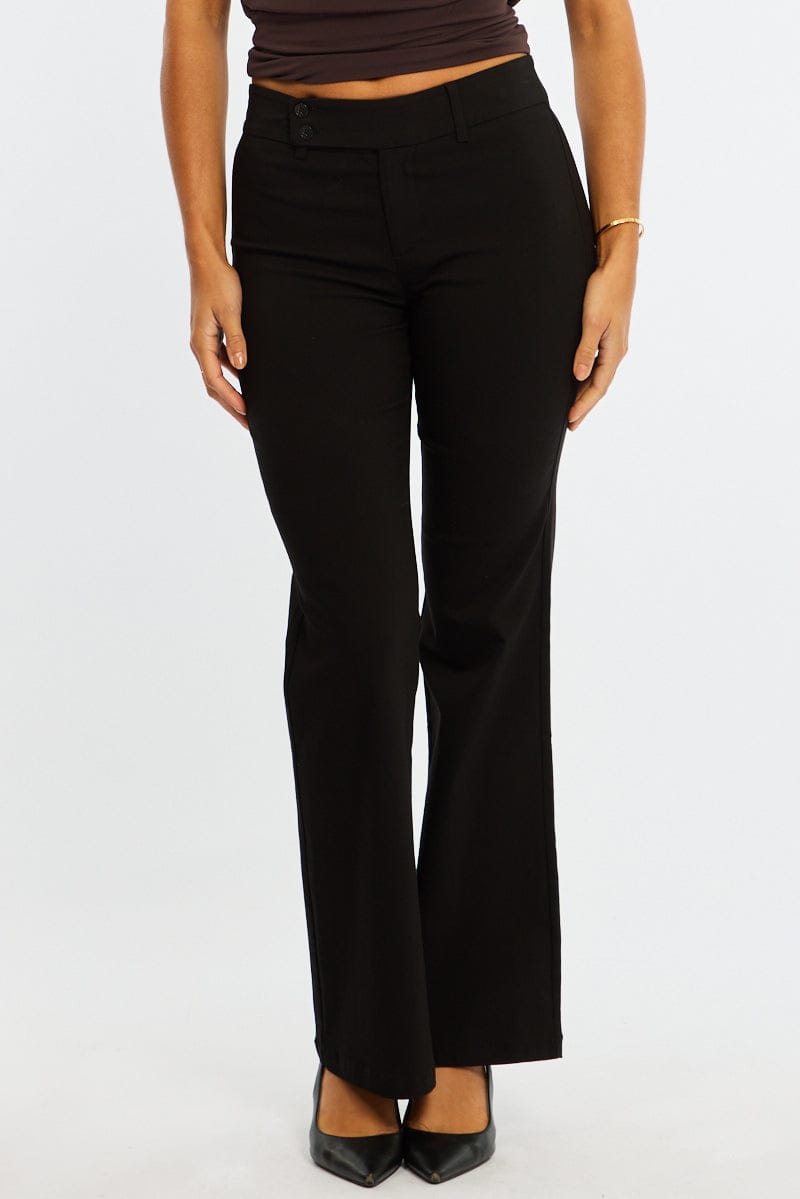 Black Work Wear Pants Mid Rise for Ally Fashion