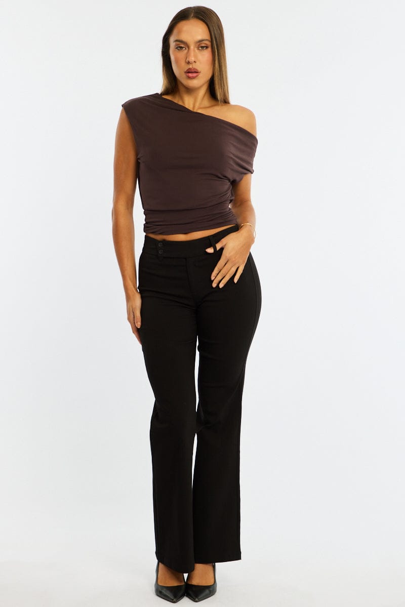 Black Work Wear Pants Mid Rise for Ally Fashion