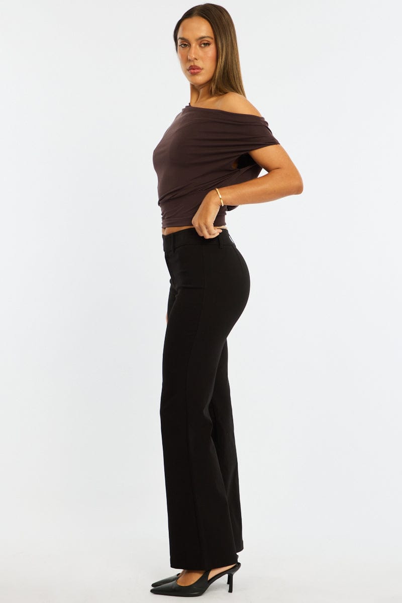 Black Work Wear Pants Mid Rise for Ally Fashion