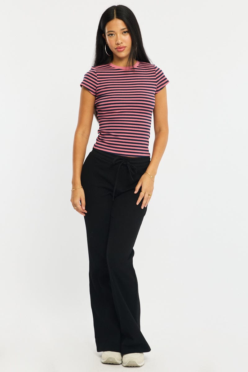Black Flare Leg Pants Mid Rise for Ally Fashion