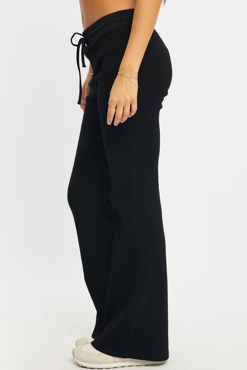 Black Flare Leg Pants Mid Rise for Ally Fashion