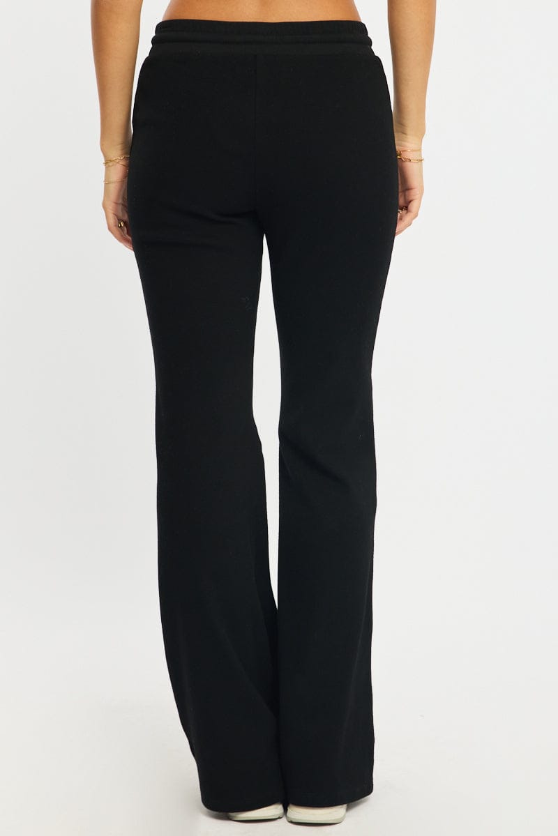 Black Flare Leg Pants Mid Rise for Ally Fashion