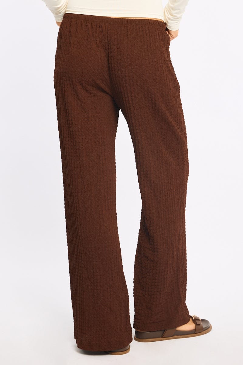 Brown Wide Leg Pants Elasticated Waist | Ally Fashion