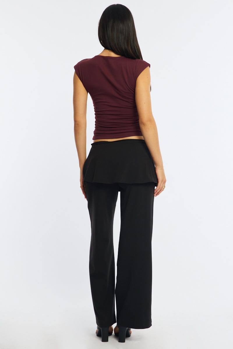 Black Tie Detail Wrap Pants for Ally Fashion