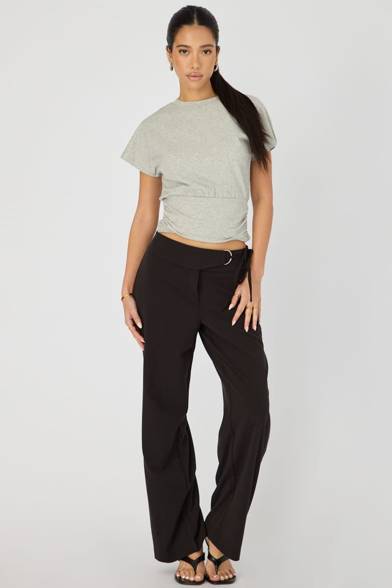 Black Hardware Detail Tie Pant for Ally Fashion