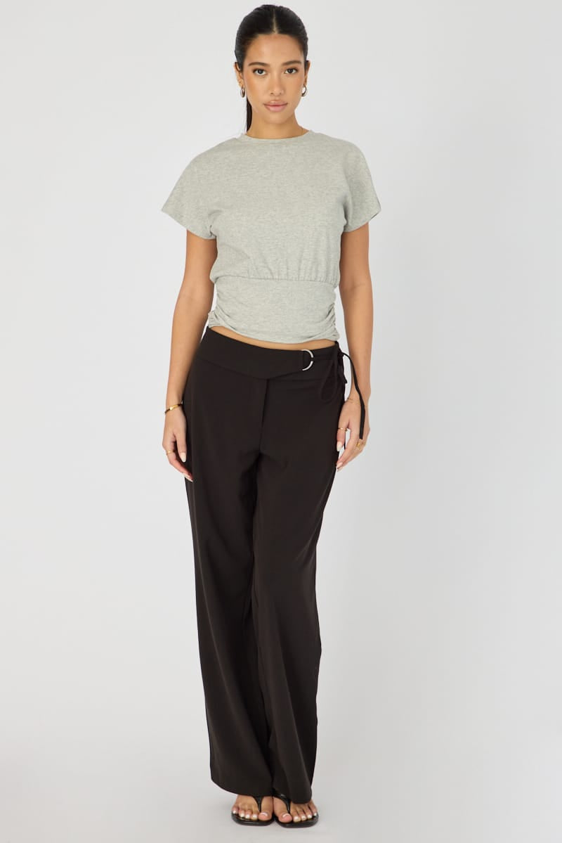 Black Hardware Detail Tie Pant for Ally Fashion