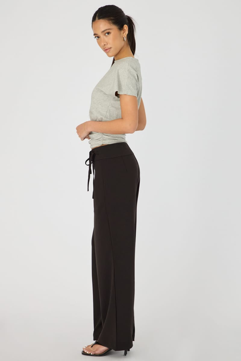 Black Hardware Detail Tie Pant for Ally Fashion