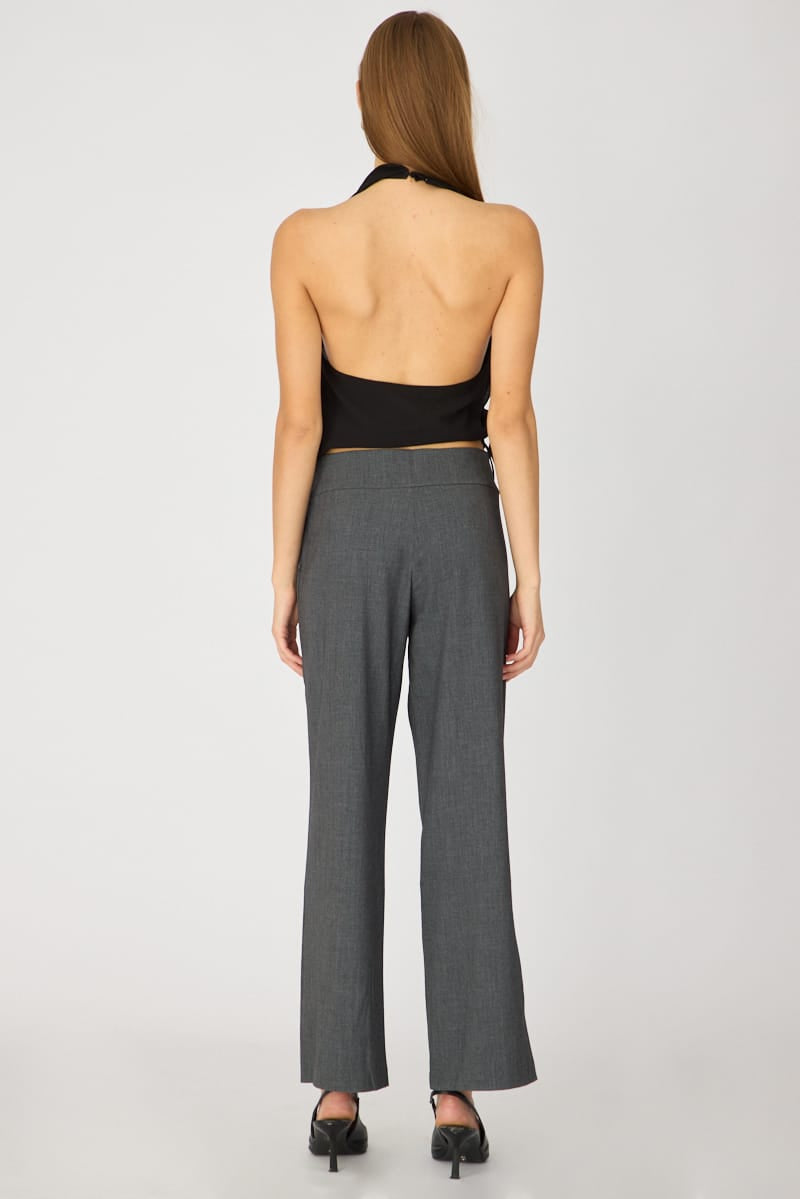 Grey Hardware Detail Tie Pant for Ally Fashion