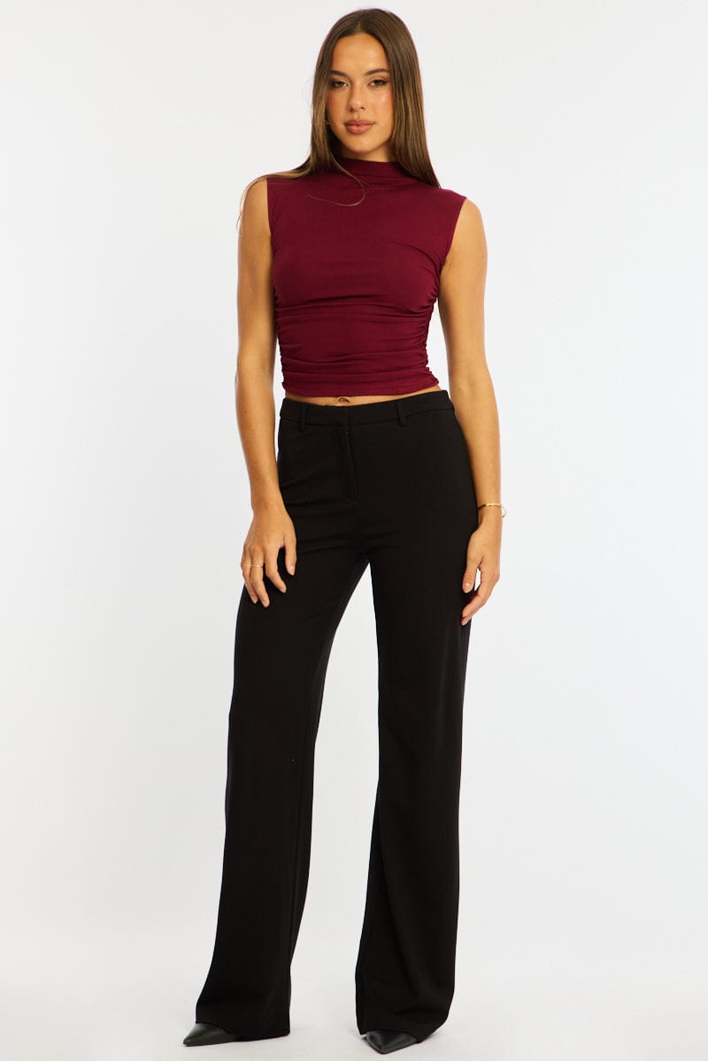 Black Straight Leg Pants Ponte for Ally Fashion
