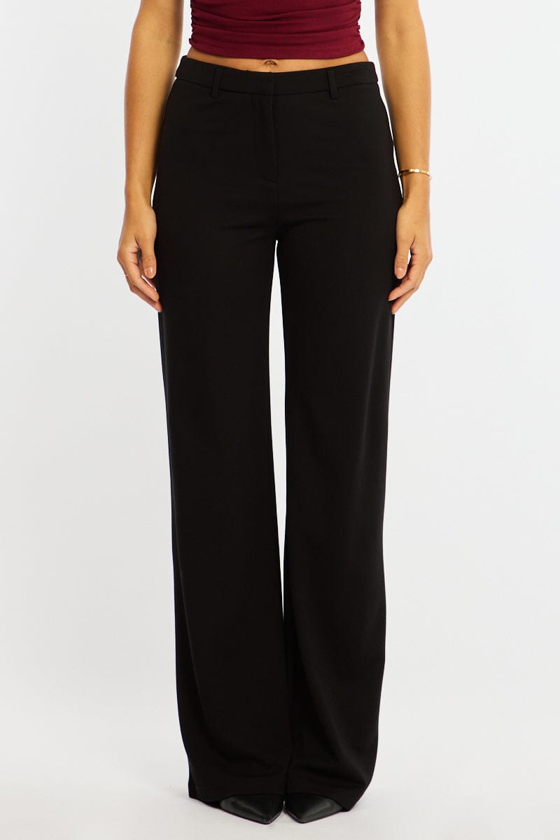 Black Straight Leg Pants Ponte | Ally Fashion