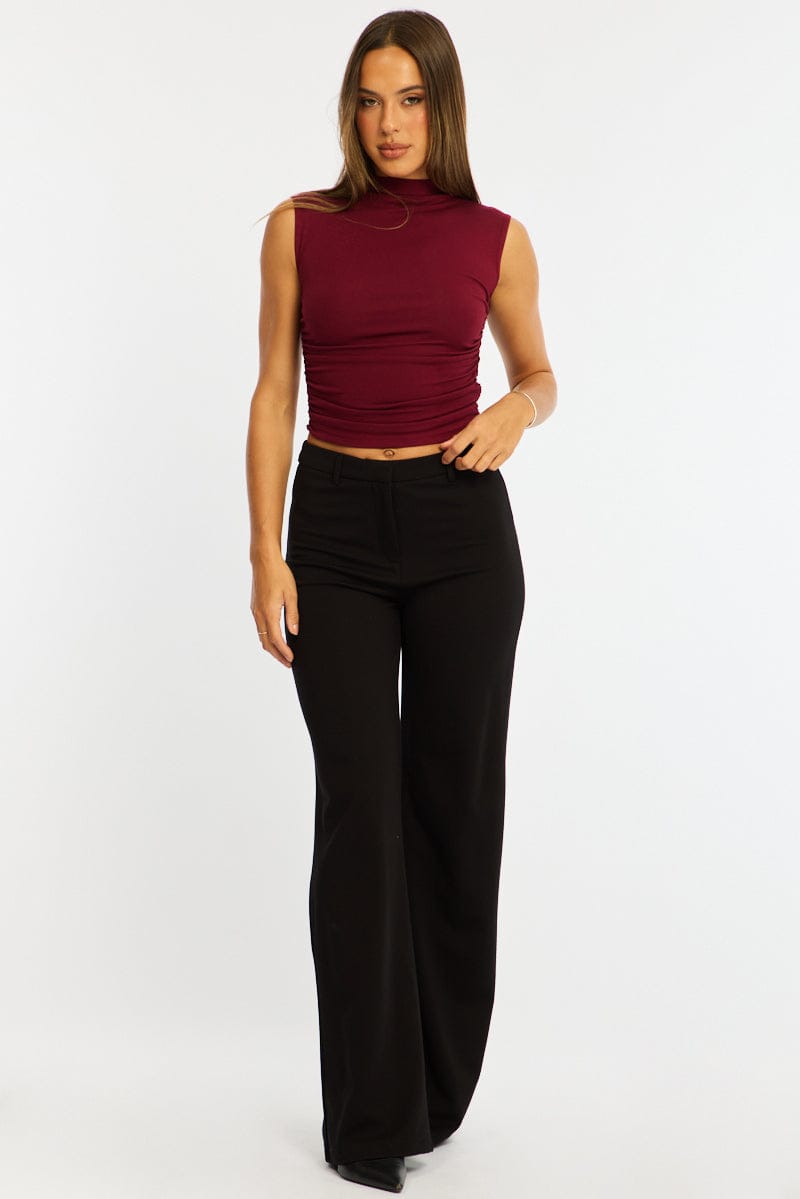 Black Straight Leg Pants Ponte for Ally Fashion