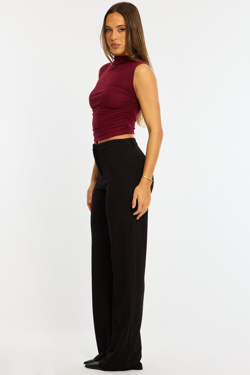 Black Straight Leg Pants Ponte for Ally Fashion