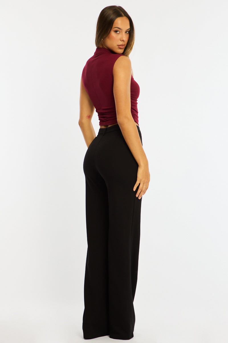 Black Straight Leg Pants Ponte for Ally Fashion