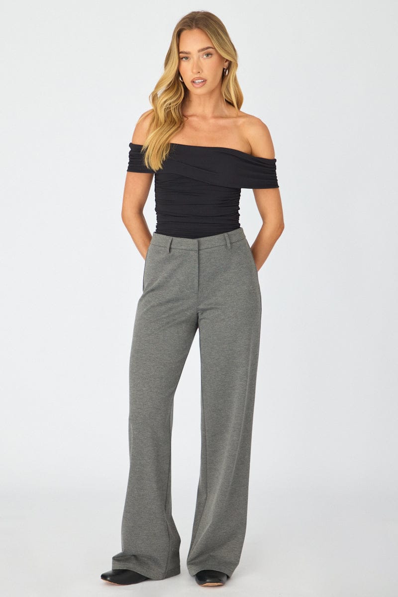 Grey Straight Leg Pants Ponte for Ally Fashion