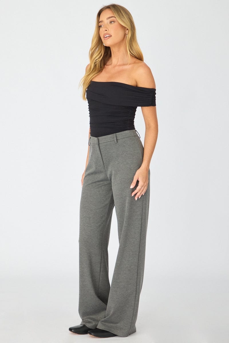 Grey Straight Leg Pants Ponte for Ally Fashion
