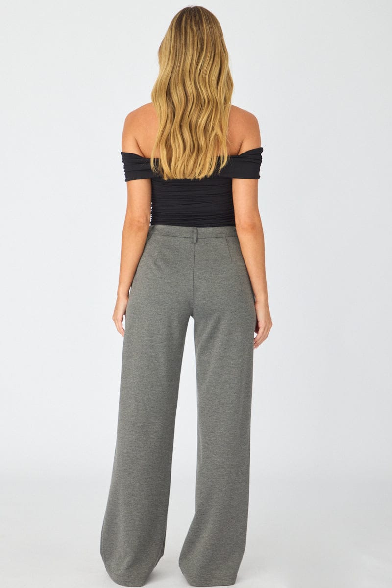 Grey Straight Leg Pants Ponte for Ally Fashion