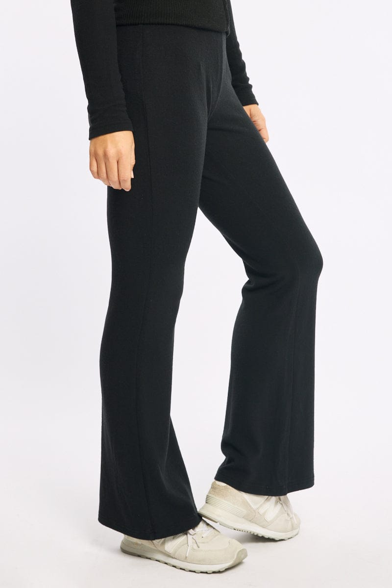 Black Flare Leg Pants Mid Rise for Ally Fashion