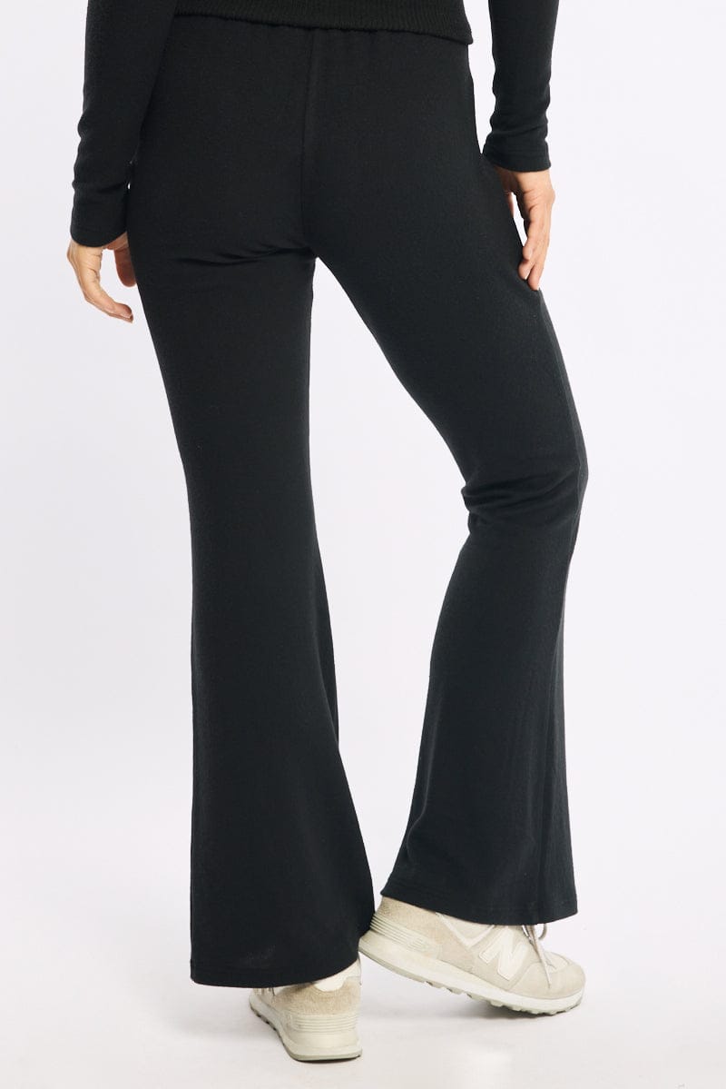 Black Flare Leg Pants Mid Rise for Ally Fashion