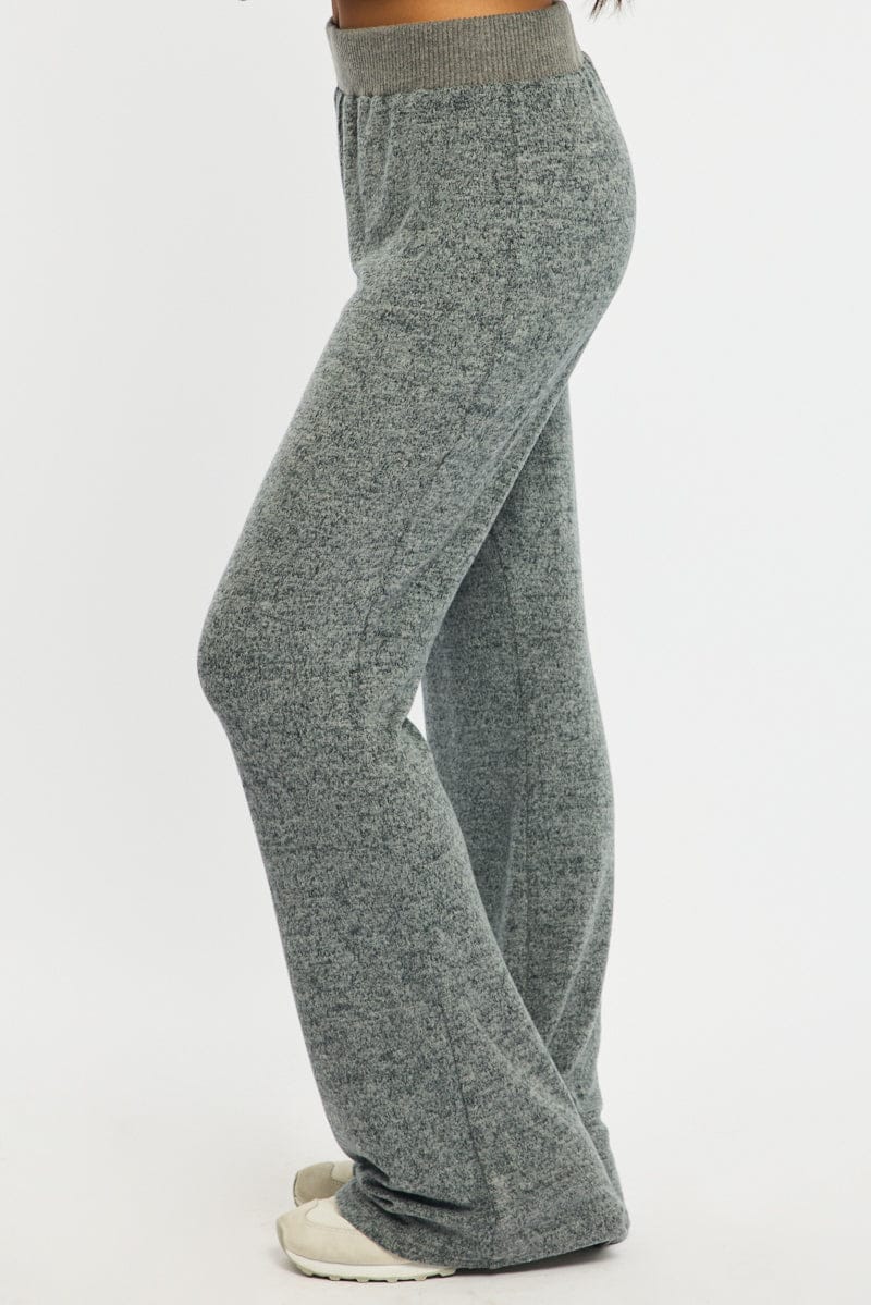 Grey Flare Leg Pants Mid Rise for Ally Fashion